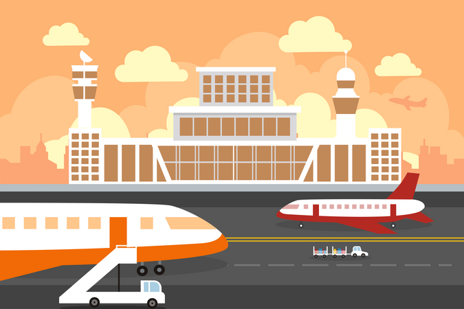 Edificio de la terminal del aeropuerto  Ilustración