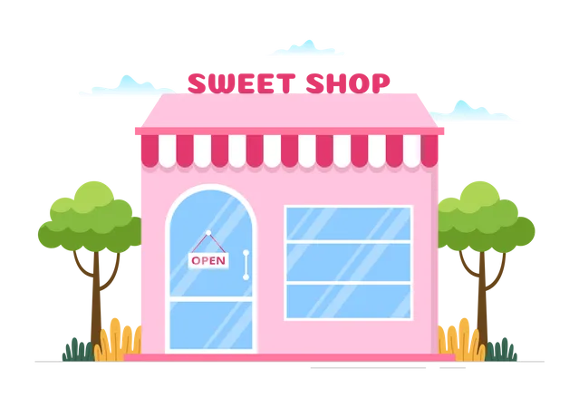 Edificio de tienda de dulces  Ilustración