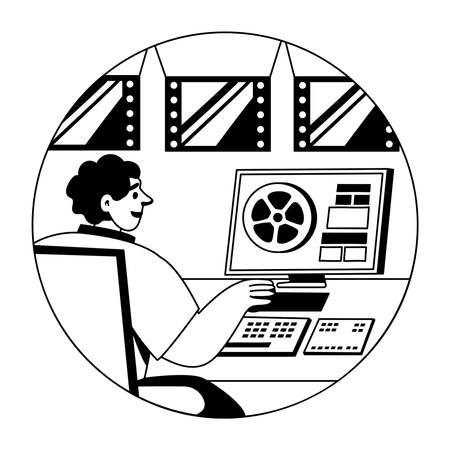 Editor beim Filmschnitt  Illustration
