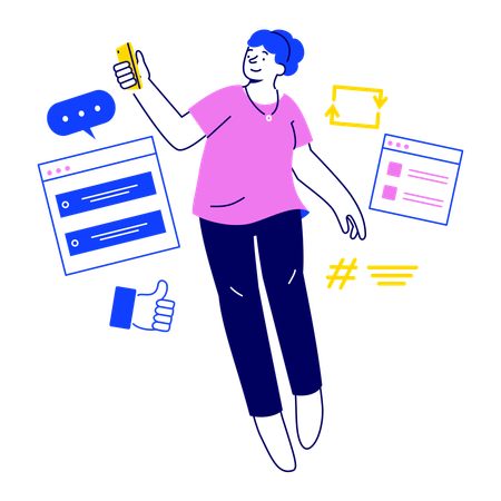 Editor de redes sociales que muestra análisis empresarial  Ilustración