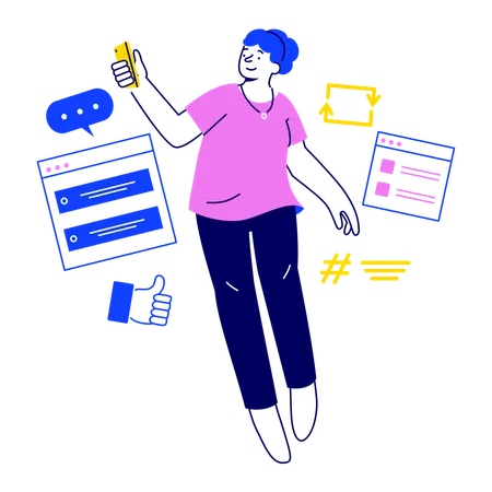 Editor de redes sociales que muestra análisis empresarial  Ilustración