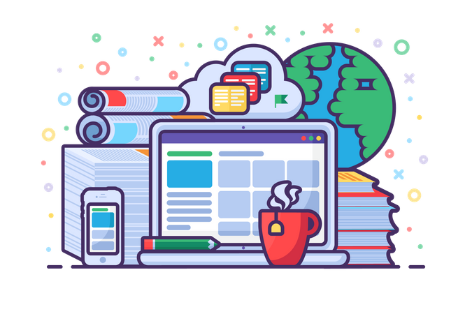 Educação online  Ilustração