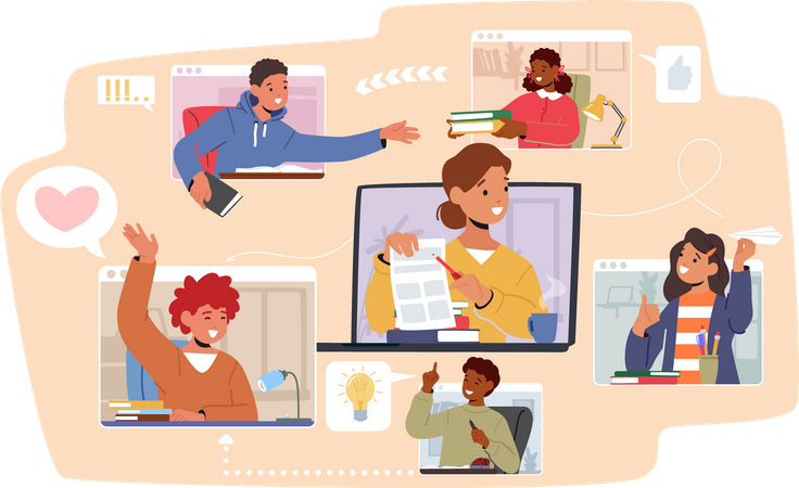 Educação online  Ilustração