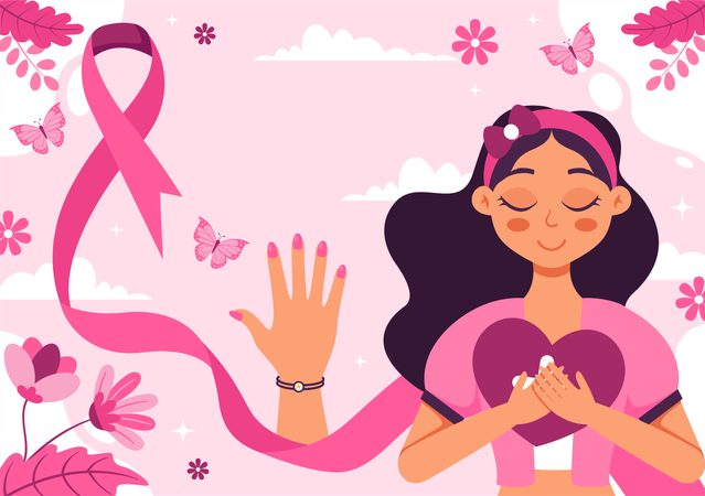 Educação sobre câncer de mama  Ilustração