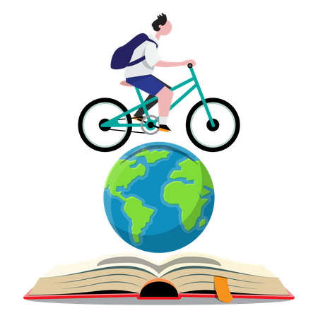 Educación como viajar alrededor del mundo.  Ilustración