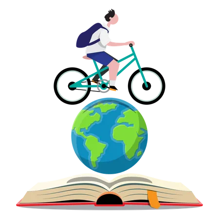 Educación como viajar alrededor del mundo.  Ilustración