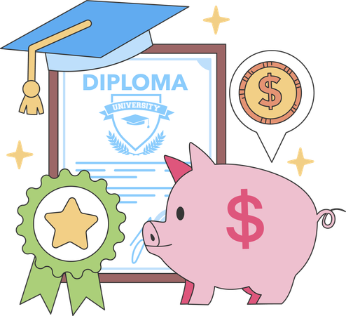 Education cost and certificate  Illustration