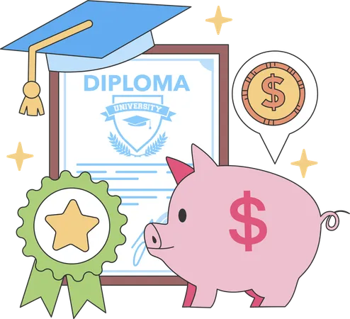 Education cost and certificate  Illustration