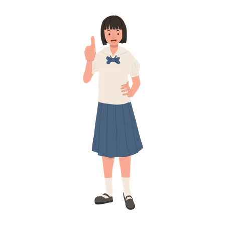 Education Encouragement Concept Happy Thai Student In Uniform Giving Thumbs Up Illustration