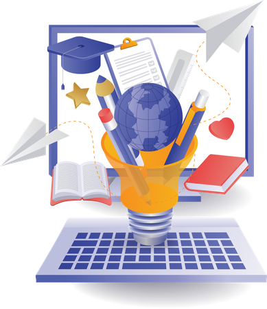 Education gives creative ideas to students  イラスト