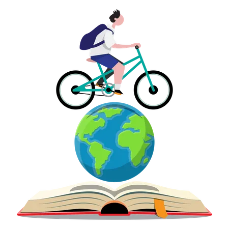 Education like going on journey around the world  Illustration