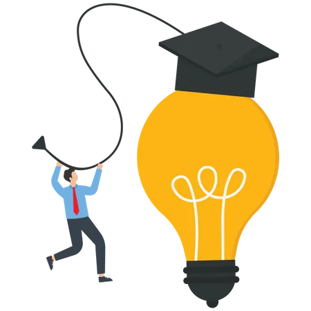 Education or academics help create business idea  Illustration
