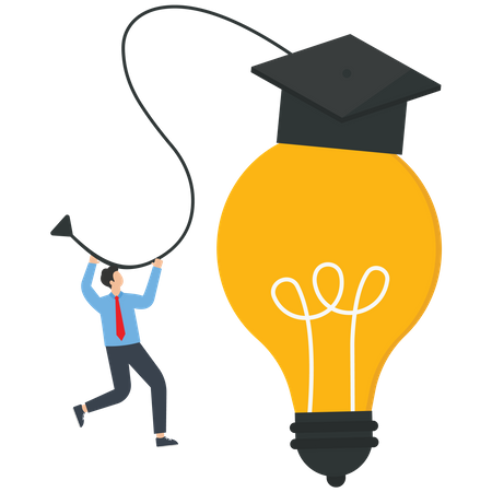 Education or academics help create business idea  Illustration