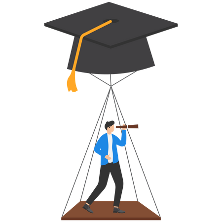 Education Or Knowledge To Grow A Career Path Illustration