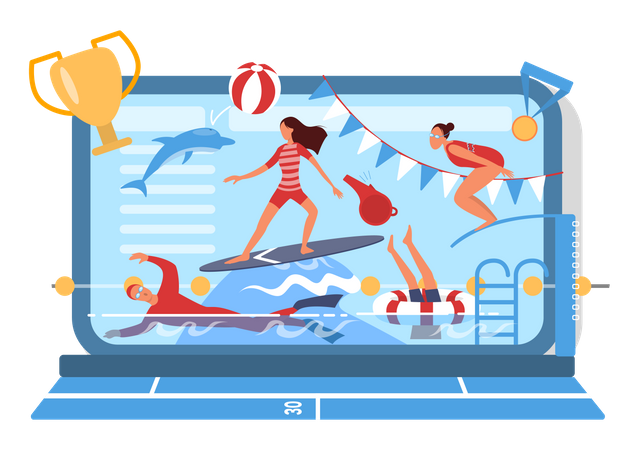 Éducation physique en ligne  Illustration