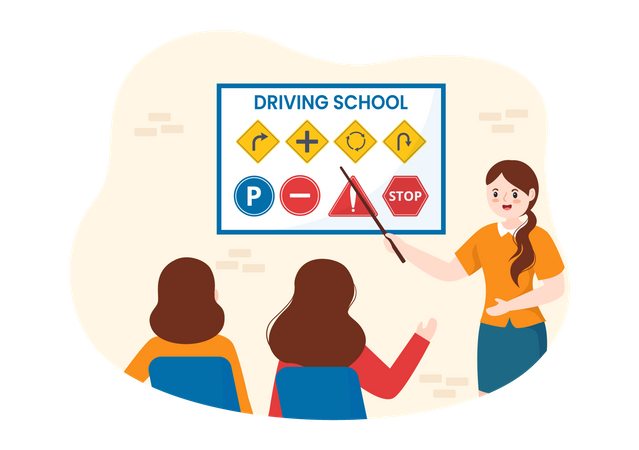 Education Process of Car Training Illustration