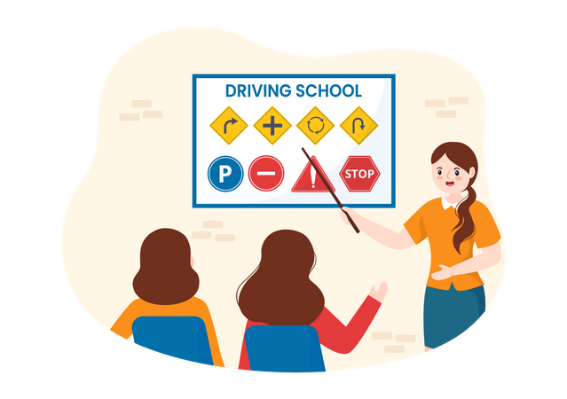 Education Process of Car Training  Illustration