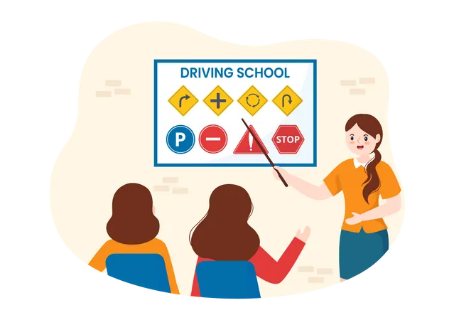 Education Process of Car Training  Illustration