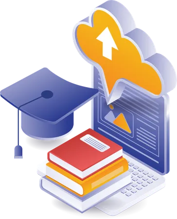 Educational book data in cloud server  Illustration