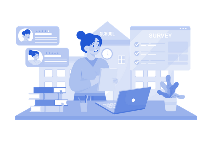 Educational institutions gathering student feedback  イラスト
