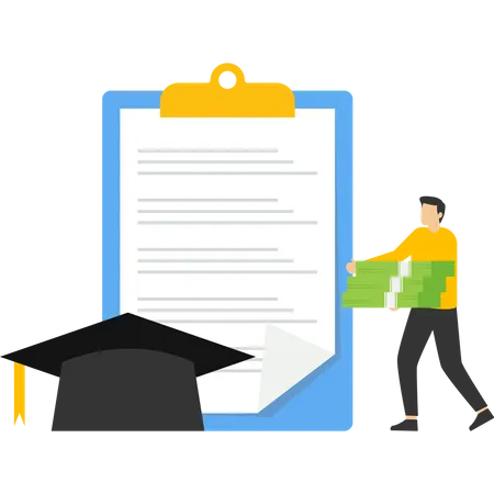 Education Loan Illustration Concept Student Character Investing Money In Education Taking Student Loan From Bank University And Tuition Fees Concept Vector Illustration 일러스트레이션