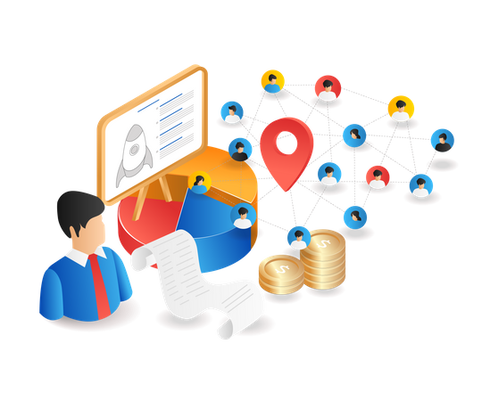 Educational online business team network  Illustration