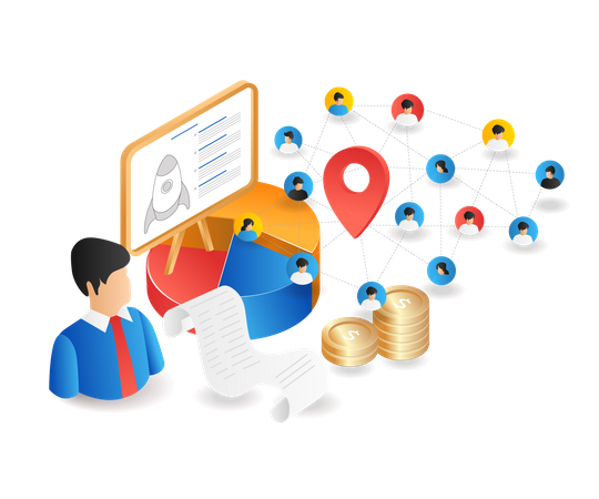 Educational online business team network  イラスト