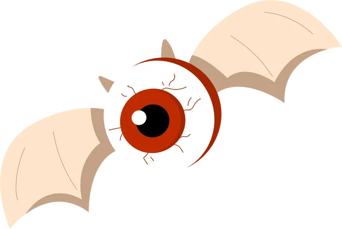A Chilling Depiction Of A Flying Eyeball With Bat Like Wings Adding A Creepy Twist To Any Halloween Or Horror Themed Design Illustration