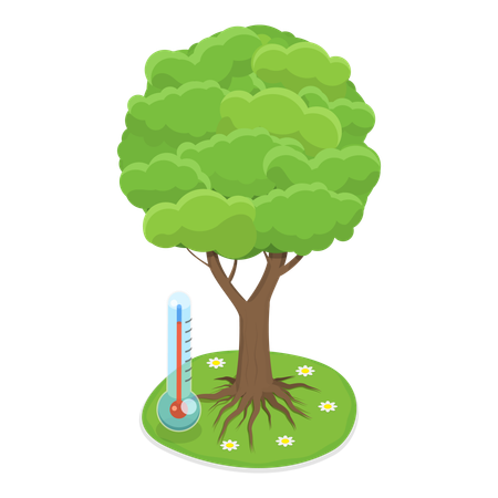 Efectos del aumento de la temperatura en los árboles  Ilustración