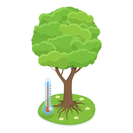 Efectos del aumento de la temperatura en los árboles  Ilustración