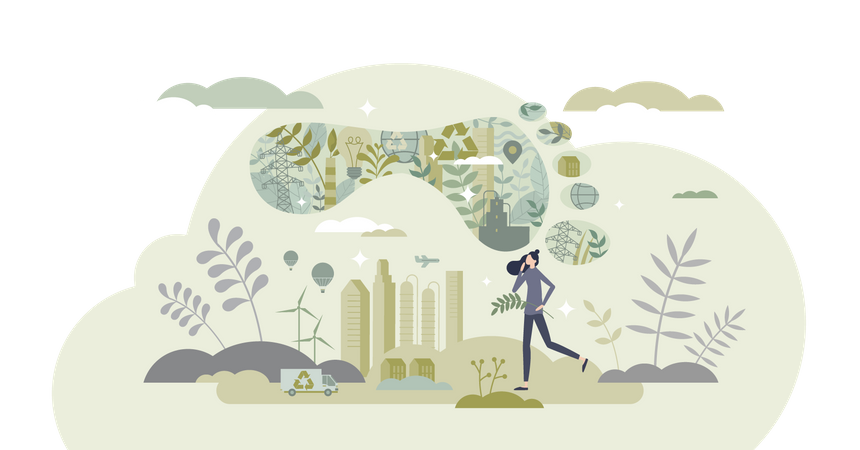 Efeito da pegada de carbono  Ilustração