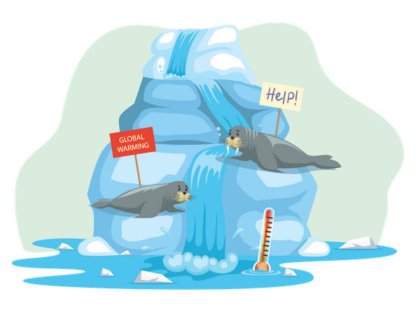 Efeito de derretimento de geleira  Ilustração