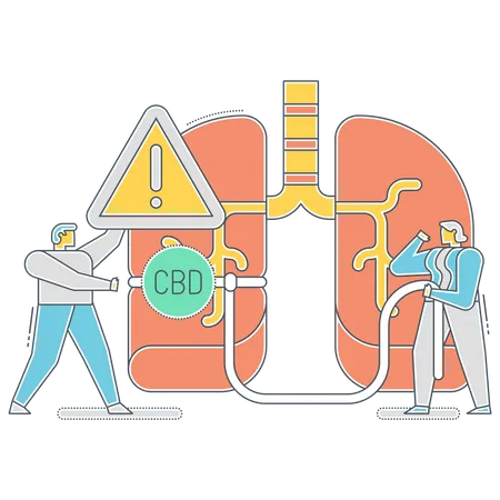 Efeitos colaterais nos pulmões devido ao óleo CBD  Ilustração
