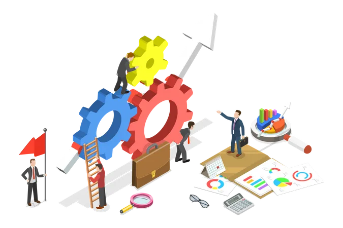 3 D Isometric Flat Vector Conceptual Illustration Of Effective Teamwork Working Process And Team Collaboration Illustration