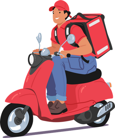 Efficient Courier Character On A Nimble Scooter  イラスト