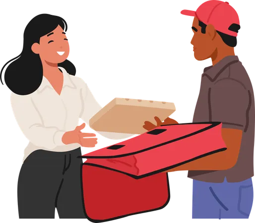 Efficient Courier Service Delivering Food Packages To Doorstep Deliveryman Character Ensuring Freshness And Timely Delivery From Local Restaurants At Home Cartoon People Vector Illustration Illustration