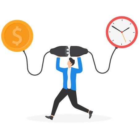 Effort and time to make money  Illustration