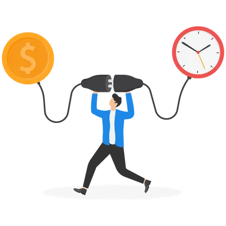 Effort and time to make money  Illustration