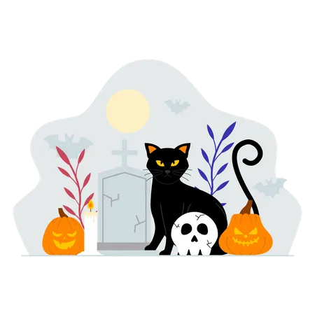 Chat effrayant d'Halloween  Illustration