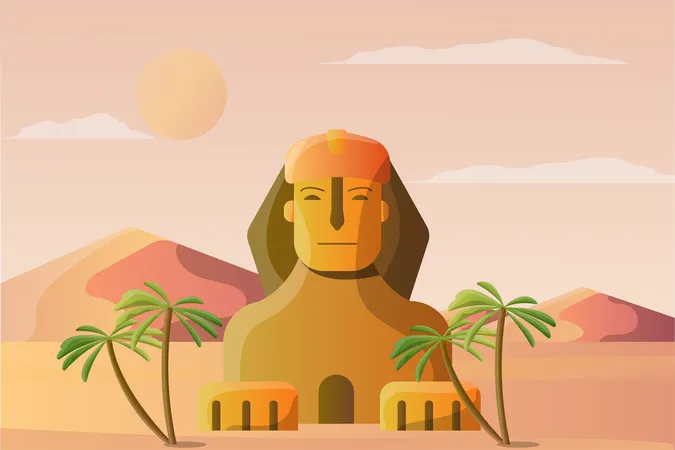 Vector Sphinx Illustration Landscape For A Tourist Attraction Illustration