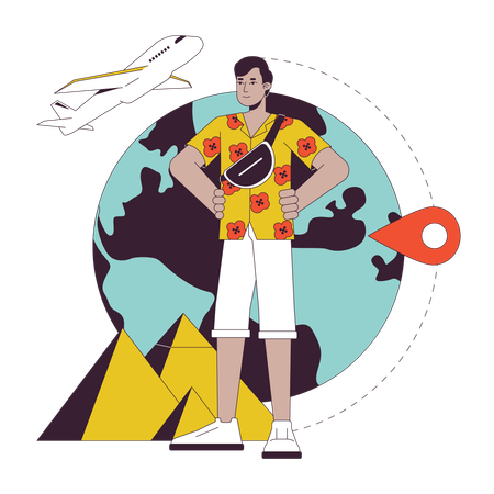Egypt tourist hawaiian shirt man  Illustration