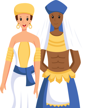 Egypt Traditional Wedding Couple  일러스트레이션