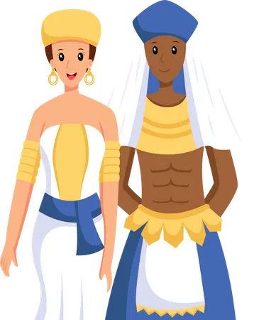 Egypt Traditional Wedding Couple  일러스트레이션