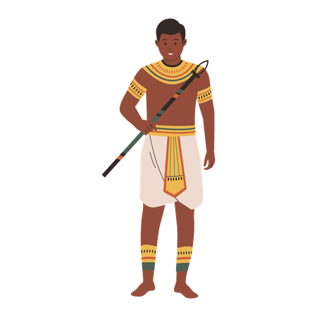Egyptian king with Spear Illustration