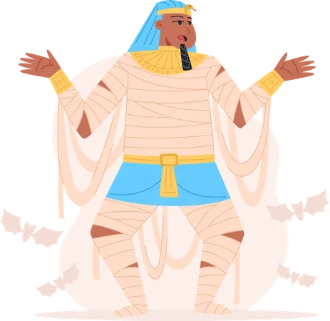Egyptian Pharaoh Halloween Character In Flat Style Illustration