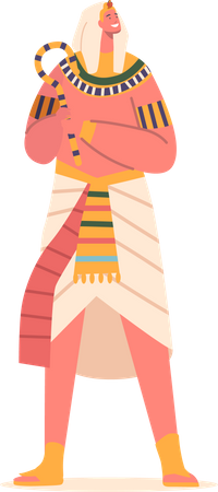 Egyptian Pharaoh Character Holding Staff  Illustration