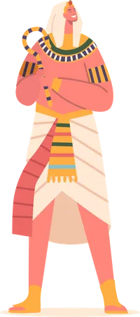 Egyptian Pharaoh Character Holding Staff  Illustration