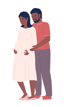 Ehemann hält schwangere Frau vorsichtig  Illustration