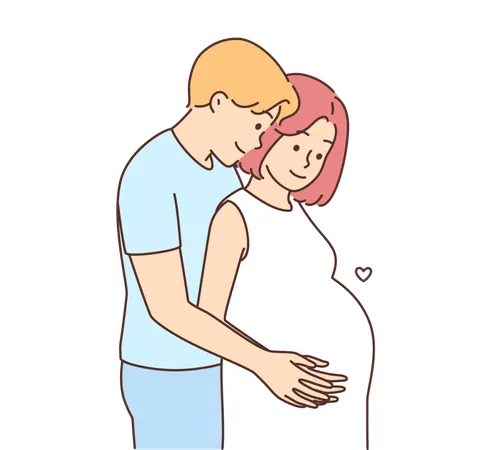 Ehemann und schwangere Frau zusammen  Illustration