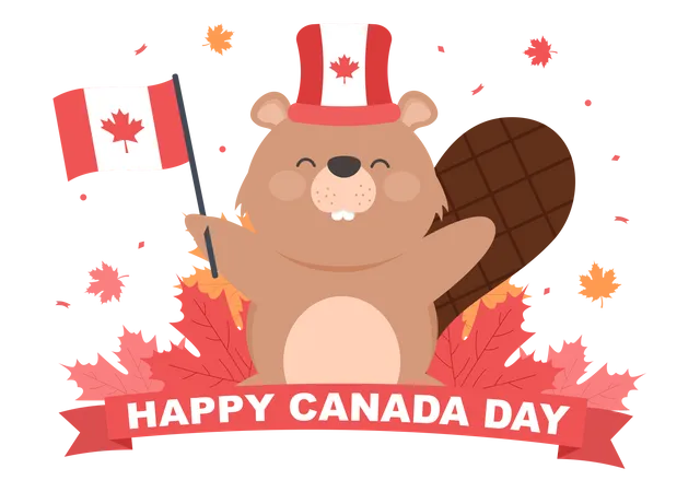 Eichhörnchen feiert den Canada Day  Illustration